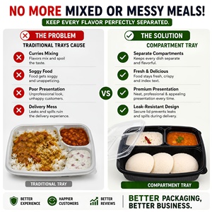 Contenedor de Alimentos Desechable de Plástico de 1000 ml con 5 Compartimentos, Libre de BPA, Apto para Microondas, a Prueba de Fugas, Apto para Lavavajillas, Lonchera Moderna Tipo Bento - Product Image 3