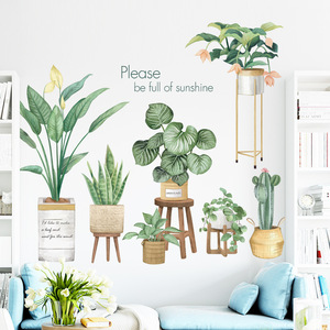 Adesivo Murale con Piante Verdi Rimovibile, Sticker in Vinile Botanico ad Acquerello con Citazioni Ispiratrici <span class=keywords><strong>per</strong></span> Soggiorno e Camera da Letto - Product Image 2