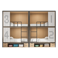 Lit superposé modulaire moderne personnalisé pour dortoir, lit mezzanine en acier pour 4 personnes avec rangement et cloison d'intimité pour hôtel/chambre