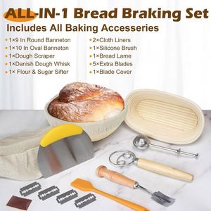 Juego de <span class=keywords><strong>2</strong></span> cestas redondas de 85 cm para masa de pan, de diferentes tamaños, para masa de levadura, con libro de recetas para pan holandés horneado. - Product Image 6