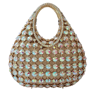 Pochette de soirée raffinée pour femme avec poignée supérieure, ornée de strass brillants, sac à main tendance pour banquets et sorties nocturnes - Product Image 6