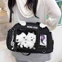 Sac bowling pour femme avec fermeture éclair et doublure en polyester, motif poupée chibi anime, mignon et polyvalent, sac à bandoulière et sous le bras
