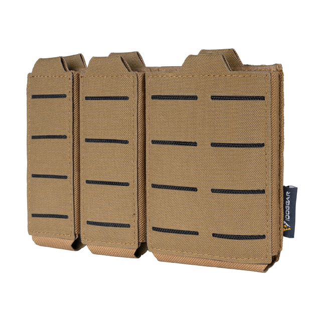 IDOGEAR Triple 9mm & 556 Laser Cut Magazine Pouch 500D Nylon Molle System Elastic Fabric Tactical Hunting Accessories