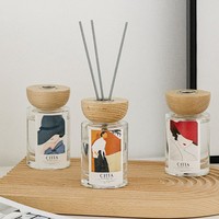 Parfum rond en verre avec couvercle en bois, Art de la littérature, désodorisant, flacon diffuseur d'aromathérapie