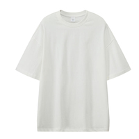 T-shirt en coton tricoté pour homme, coupe droite, col ras du cou, épaules tombantes, 300 g/m², rose, impression numérique, style streetwear