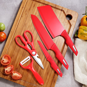 Stainless steel knife set, five-piece <b>black</b> blade combination kitchen knife, household cleaver, Yangjiang <b>gift</b> knife set. - Product Image 2
