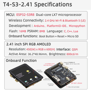 En Stock, Placa de Desarrollo Original LILYGO T4-S3 ESP32-S3, Pantalla Táctil AMOLED de 2.41 Pulgadas, Módulo WiFi Inalámbrico - Product Image 2