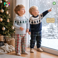 Pull tricoté de Noël pour bébé, motif sapin de Noël Fair Isle Jacquard, col rond, manches longues, pour tout-petits garçons et filles, chaud pour l'hiver