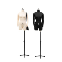 Mannequin Buste de Couture Femme avec Tête et Bras, Modèle de Coupe sur Pied pour Adultes en Mousse