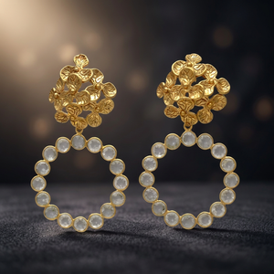 Éclat Scintillant : Boucles d'Oreilles Exquises avec des Accents de Diamants Éblouissants, Ensemble de Boucles d'Oreilles pour Femmes et Filles, Boucles d'Oreilles en Laiton - Product Image 3