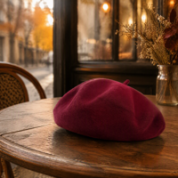 Klassieke wollen baret Franse baret voor dames en heren, vilten wollen baretmuts bordeauxrood, Parijse stijl wintermuts OEMODM groothandel