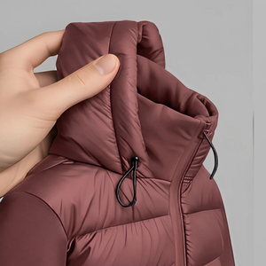 Unisex <b>Pink</b> Puffer <b>Jacket</b> Zip-Up Winter Casual Coat Slim Fit Hooded Polyester Windproof Solid Color Regular Length - Product Image 3