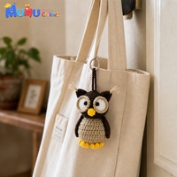 Porte-clés hibou en crochet fait main, breloque de sac, porte-clés en peluche, cadeau d'accompagnement émotionnel, vente en gros, personnalisable avec logo