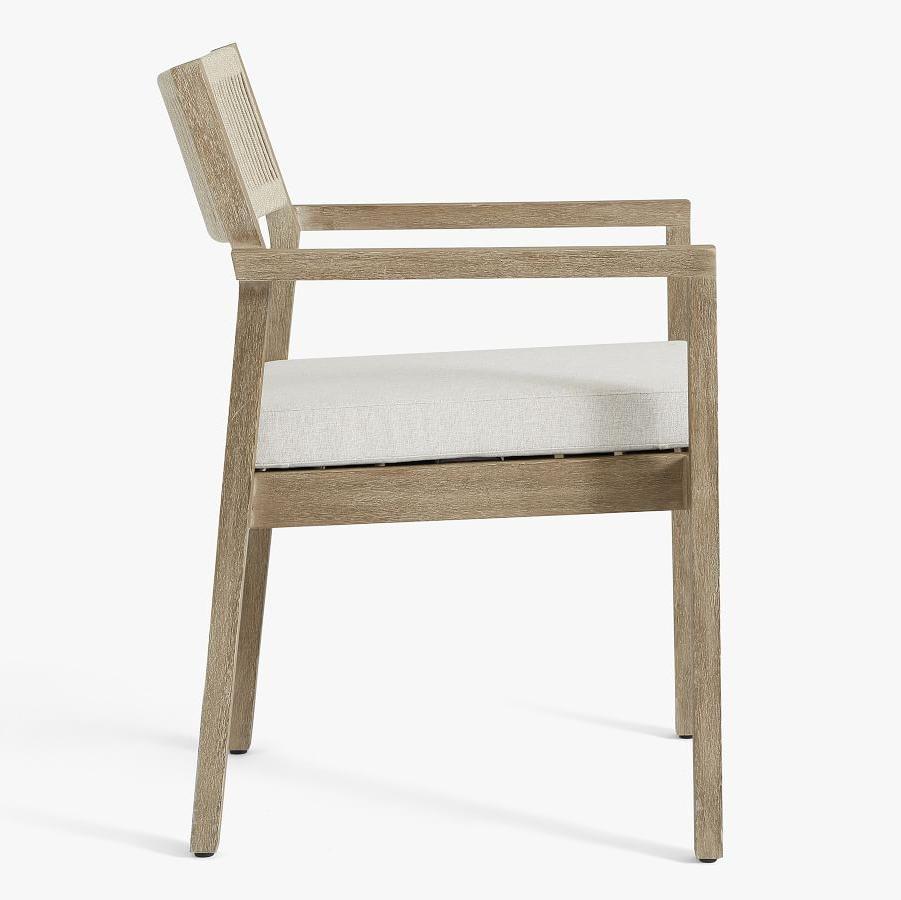 Wholesale New Fashion Concrete Rectangular Table Rope 6 Teak Chair Outdoor Dining Set