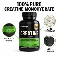 Capsules de créatine à étiquette privée OEM, compléments pré-entraînement pour la force musculaire, capsules de créatine monohydrate