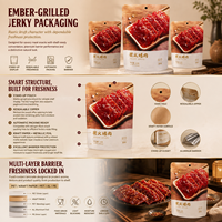 Sachet alimentaire personnalisé en kraft métallisé avec trou de suspension, pochette verticale thermoscellable, rempli d'azote automatiquement, pour viande braisée