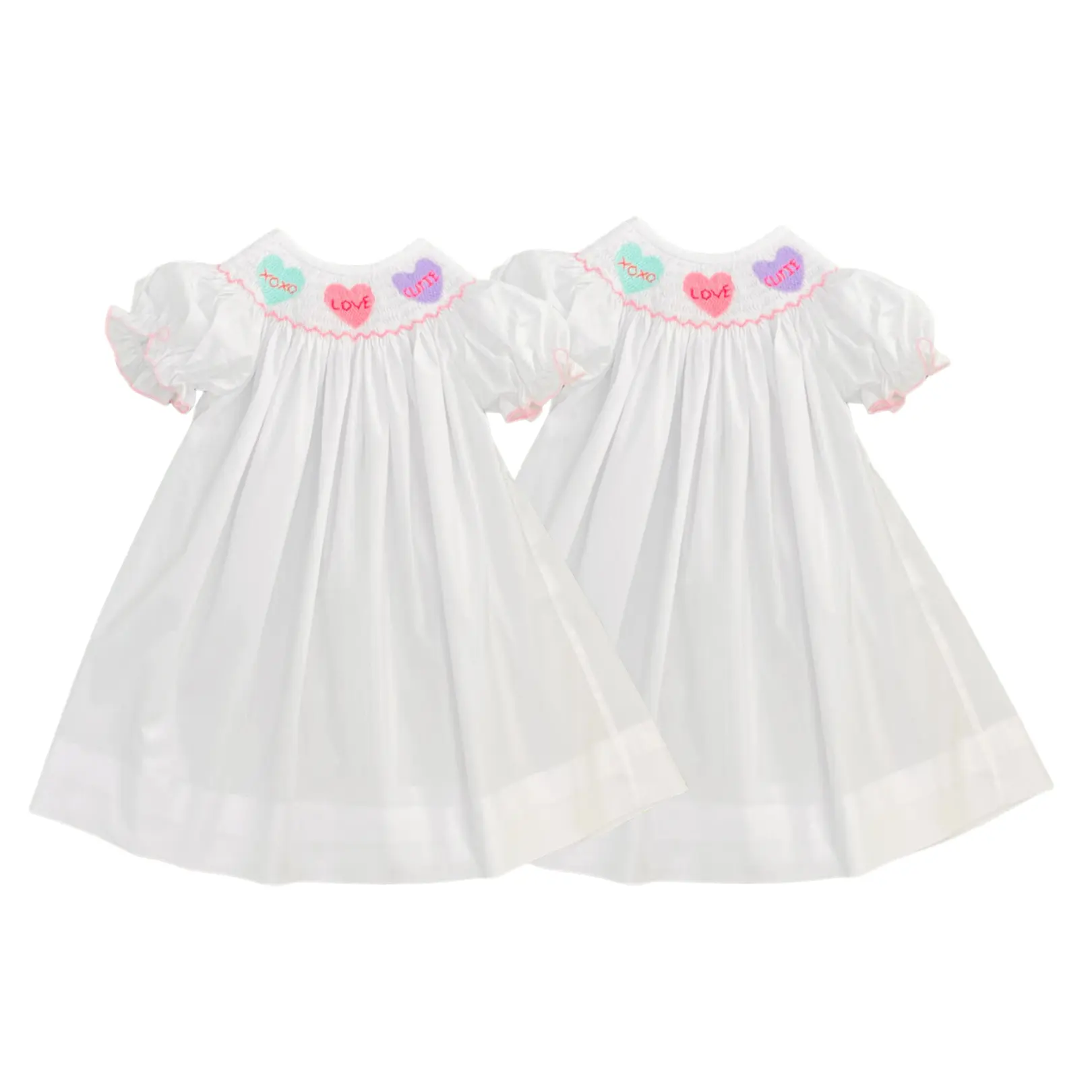 فستان بناتي جذاب لعيد الحب 2024، ملابس أطفال بمقاسات مختلفة 100% قطن بتصميم مخصص بسعر الجملة مصنوع في فيتنام