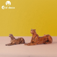 Figurines de léopard couché en céramique marron pour la décoration de la maison et les cadeaux