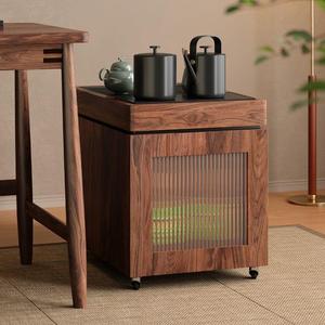 Mueble de Té Móvil Sansen de Madera Maciza Rectangular Portátil con Ruedas para Balcón, Almacenamiento de Té para Tatami - Product Image 3