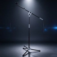 Microphone de karaoké extérieur avec trépied réglable, pour enregistrement en direct, support de microphone sur pied