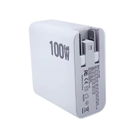 Chargeur USB PD 100W 4 ports, câble de charge, adaptateur secteur GaN pour iPhone, Samsung, Xiaomi, Huawei