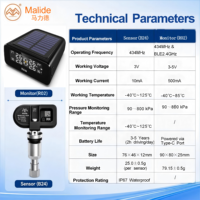 Système de surveillance de la pression des pneus TPMS, écran solaire, application BLE + RF434MHz pour véhicule universel, fournisseur d'usine OEM