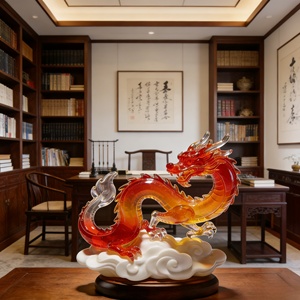 รูปปั้นมังกรเรซินคริสตัลใสนำโชคมาเป็นมงคลอาชีพถอดออก - Product Image 3