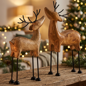 Décoration de renne en bois artisanale, style traditionnel, ornement de Noël - Product Image 4