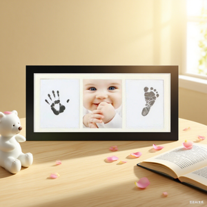 Bingkai Kenang-kenangan Jejak Tangan dan Kaki Bayi Personalisasi Tiga Buah dengan 3 Lubang dan Kit Tinta Tanah Liat, Pajangan Foto, Dekorasi Kamar Bayi, Hadiah - Product Image 3