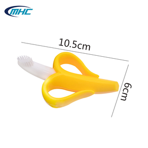 MHC divertido cepillo de dientes de plátano amarillo de silicona suave bebé niño entrenamiento mordedor con chupete estilo juguete suave - Product Image 5