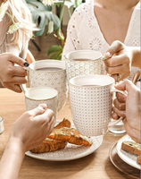 Vente chaude Cadeau de pendaison de crémaillère ou de mariage Tasse à café en céramique gaufrée Ensemble de tasses en céramique gaufrée, Tasses en céramique pour le latte