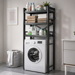 Étagère de rangement <span class=keywords><strong>pour</strong></span> <span class=keywords><strong>machine</strong></span> à <span class=keywords><strong>laver</strong></span> avec structure métallique, gain de place, organisateur de buanderie <span class=keywords><strong>pour</strong></span> salle de bain et buanderie - Product Image 5