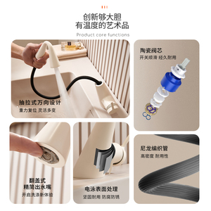 White Swan Basin Faucet Single Handle Ceramic Valve Core Pull Out <b>Spray</b> Deck <b>Mounted</b> For Home Use - Product Image 2