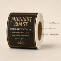 Étiquette personnalisée pour emballage de café froid, impression sur papier synthétique imperméable, autocollant
