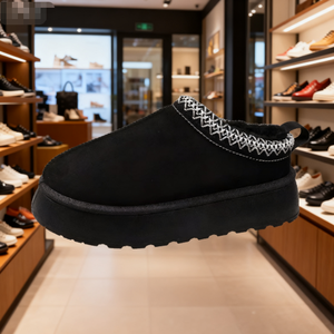 Zapatos para Caminar con Suela Gruesa, Estilo Nuevo y Popular, Color Puro, Cálidos para Invierno y Otoño, Parte Superior de Cuero Sintético, Diseño a Cuadros - Product Image 3