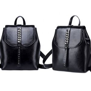 Fashion Women Anti-Theft Shoulder Handbag <b>Black</b> Genuine Leather <b>Backpack</b> Casual Bag - Product Image 2