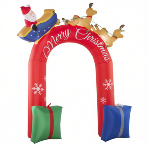 Inflatable Christmas Archway With <b>Santa</b> Reindeer <b>Sleigh</b> And Gifts Outdoor Holiday Yard Decoration PVC Material - Product Image 1