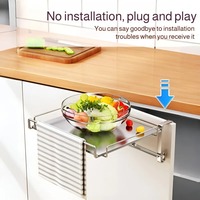 Support de rangement pliable en acier inoxydable pour casseroles, à suspendre sur comptoir de cuisine, porte de placard ou plan de travail, pour optimiser l'espace
