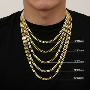 USA 8mm 5mm 3mm Miami Collier Hip Hop Bijoux Cadeaux Hommes Femmes 14K Or PVD Plaqué 316L Chaîne à maillons cubains en acier inoxydable - Product Image 1