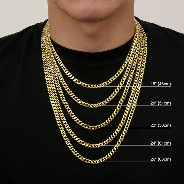 USA 8mm 5mm 3mm Miami Necklace Hip Hop Jewelry Gifts Men Women 14K Gold PVD Plated 316L Stainless Steel Curb Cuban Link Chain