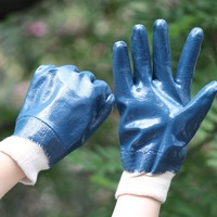 NMsafety-guantes de nitrilo para hombre, de trabajo, resistentes al agua, azules