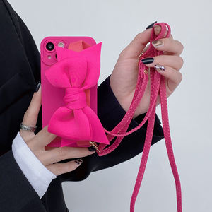 Collier bandoulière <span class=keywords><strong>cordon</strong></span> longes 3D nœud étui souple pour <span class=keywords><strong>iPhone</strong></span> 14 12 13 11 Pro Max X XR 7 8 plus <span class=keywords><strong>SE</strong></span> 3 cuir poignet housse en Silicone - Product Image 4