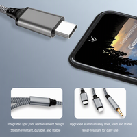 Câble audio AUX 3 en 1, prise jack 3,5 mm, cordon stéréo HiFi tressé, adaptateur Type C mâle vers mâle pour haut-parleur de voiture, téléphone Android
