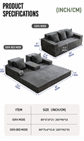 Canapé-lit en velours côtelé en gros avec 2 porte-gobelets, compressé sous vide, sans cadre, pliable, pour cinéma maison, camping-car, hôtel