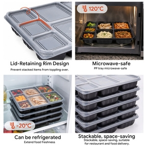 Barquette alimentaire jetable en plastique PP à 7 compartiments, boîte à lunch, boîte bento, sans BPA, emballage alimentaire à emporter - Product Image 3