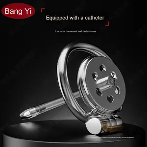 Ultra-Kleine Platte Kuisheid Slot Vogelkooi Opwindend Sm Seksspeeltje Voor Mannelijke Cb Lock Training Gebogen Snap Ring Lock Opsluiting Dildo - Product Image 3