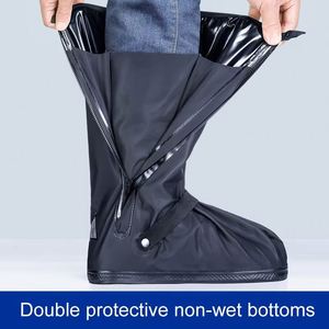 Couvre-chaussures de pluie réutilisables montants pour hommes et femmes, noirs, imperméables, réfléchissants, transparents, pour moto, vélo, protection contre la poussière - Product Image 2