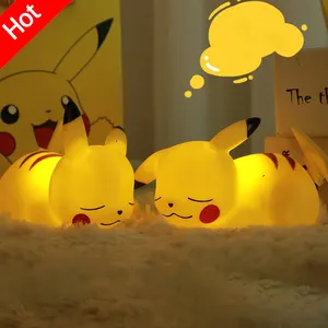 2023 Hot Sale PVC Pokemoned Anime Figure Toy Shine Pika chu Action Figure Bedroom Sleep Night Light Birthday Gift