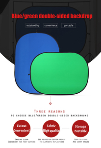 Sfondo Fotografico Pieghevole Bifacciale OEM in Poliestere Cotone Verde Blu, Morbido e Trendy, Forma Ovale 100x150cm - Product Image 2