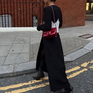 AIMEISI ファッションレース刺繍パッチワークロングレディーストレンチコートコントラストカラーエレガントレディースコート - Product Image 3